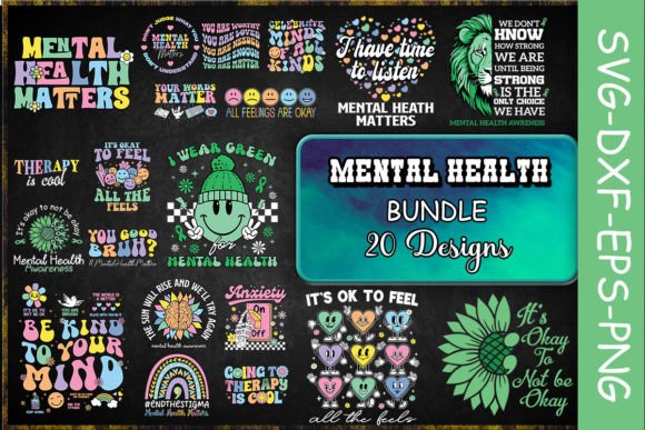 Retro Mental Health SVG Bundle
